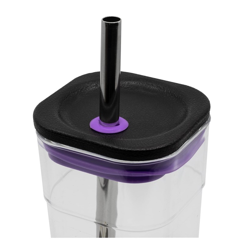 Stor Large Reusable Plastic Cup with Stainless Steel Straw -