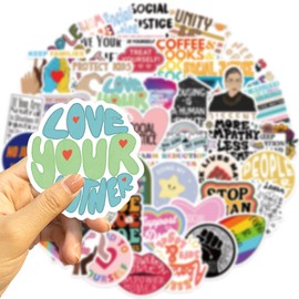 Social Justice Stickers for Laptop (50 PCS),Gift for Children Teens Adults Girl Boys,Waterproof Stickers for Water Bottle,Social Justice Vinyl Stickers for Scrapbook,Skateboard,Bike,Phone,Dairy