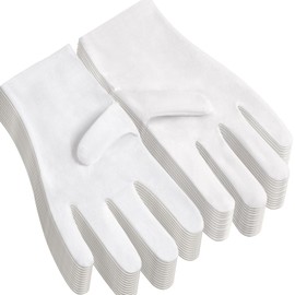 12Pairs White Cotton Gloves for Eczema and Dry Hands - Breathable Work Glove Liners - Moisturizing SPA Soft Jewelry Inspection Gloves - Stretchy Fit Cloth Gloves for Most Women