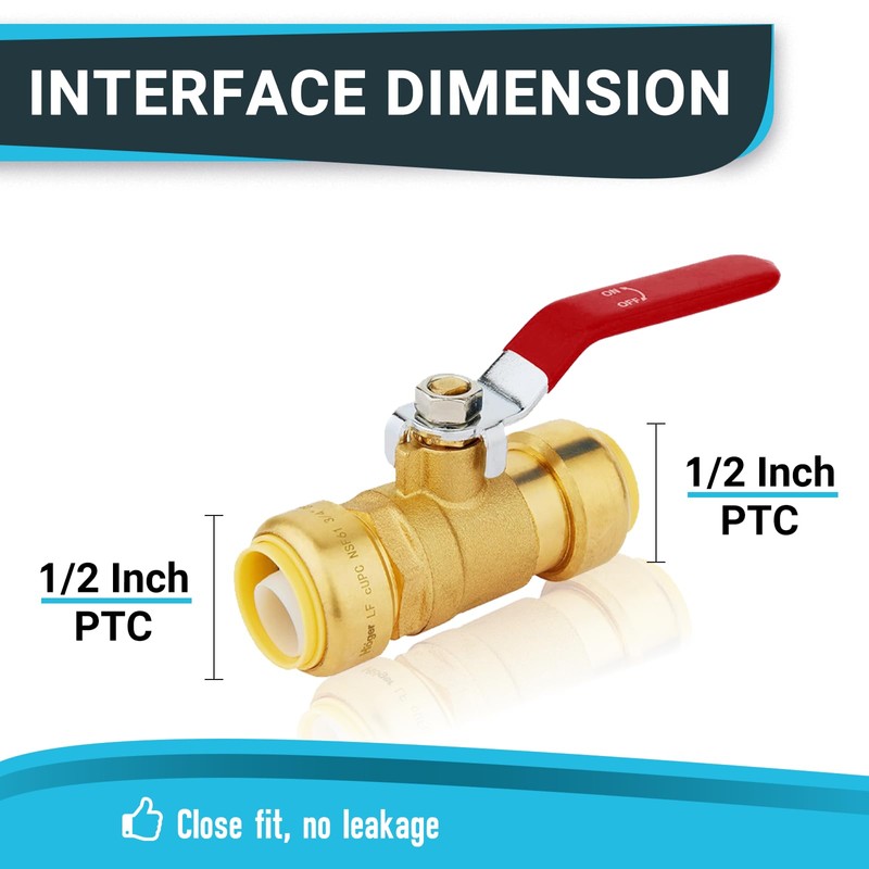 (Pack of 10) Seelink 1/2 Inch Push-Fit Ball Valve with