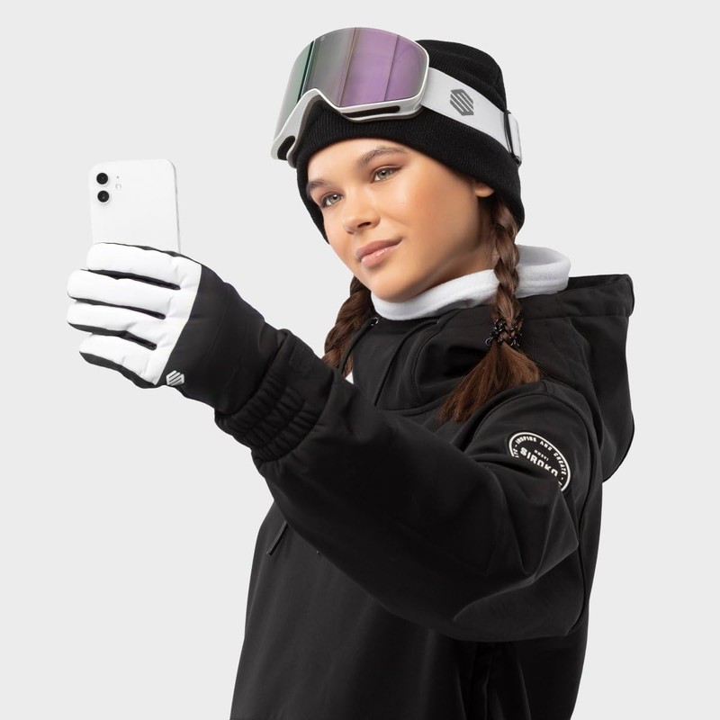 SIROKO VOSS Thermal Ski Snow Gloves White Black Black White