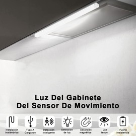 Luz LED con Sensor de Movimiento 6Pzs, Lámpara Debajo de Armario Automático Luce Inalámbrica Recargable USB Lámpara de Barra Magnética Iluminación Nocturna para Gabinete Clóset Cocina Pasillo Escalera