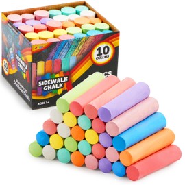 JOYIN 30 PCS Sidewalk Chalks for Kids, 10 Colors, Non-toxic Jumbo Washable Colored Chalk for Toddlers 1-3, School Supplies, Classroom Must Haves, Gift for Kids