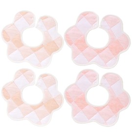 L. Bib 360 Baby Bib Set for Boy's and Girls, Includes 4 checks (pink, orange)
