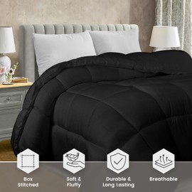 Utopia Bedding Comforter Duvet Insert, Quilted Comforter with Corner Tabs, Box Stitched Down Alternative Comforters Twin Size (Black)