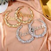 Old English Font Queen Word 9cm Large Bamboo Hoop Earrings