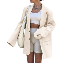 Grlasen Women Casual Elegant Long Sleeve Oversized Lapel Blazers Open Front Solid Work Office Jacket Blazer