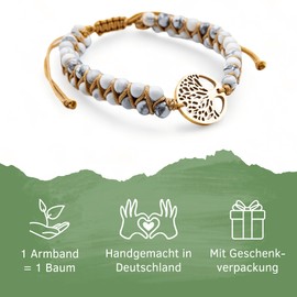 AusTree of Life Bracelet - Gift for Women, Mother, Daughter, Girls - Yoga Jasper Gemstone Bead Bracelet Pendant Spiritual & Lucky Charm - Beads Jewellery Green - 16 - 24 cm, Stainless Steel, Jasper
