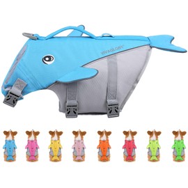 VIVAGLORY Dog Life Vest for Puppy Small Medium Large Dogs, Easy on & Off Sports Style Life Jackets for Dogs with Adjustable Nylon Straps, Blue