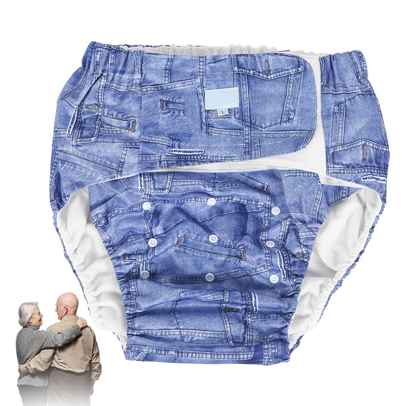 Adult Diaper Adjustable Washable Elderly Diaper Reusable Incontinence Nappy PantsA09