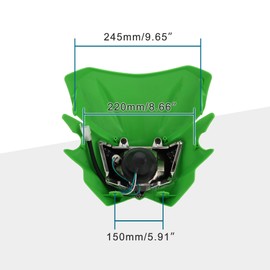 GOOFIT Motorcycle Dirt Bike Universal Headlights Fairing Light Headlamp for KX125 KX250 KXF250 KXF450 KLX200 KLX250 KLX450 Green