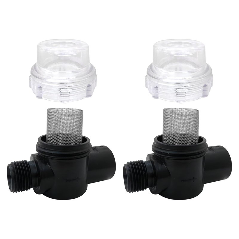 HaeKap 2 Pack Transparent RV Water Pump Strainer Filter Compatible
