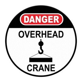 Danger Floor Decals Overhead Crane Red Black Anti-Slip Round Shape A Lifestyle Industrial Signs Stickers 24Inches Longer Side