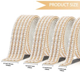 EANLOLY 4 Rolls Self-Adhesive Crystal Rhinestone Ribbon, Diamond Bling Ribbons with 2 mm Rhinestones Sticker for Arts Crafts Wedding Birthday Party DIY Event Car Decoration (Silver+Gold)
