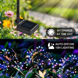 PATIOPIA Solar Garden Decor Lights Outdoor, Solar Powered Lights Waterproof for Yard Patio Porch Flowerbed, Fairy Gardening Supplies Gifts Firwork (1 Pack,Multi-Colored)