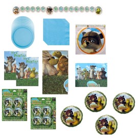 Unique Industries Over the Hedge Birthday Party Supplies Decoration Bundle for 16 includes Plates, Napkins, Table Cover, Banner, Invitations, Mylar Balloons