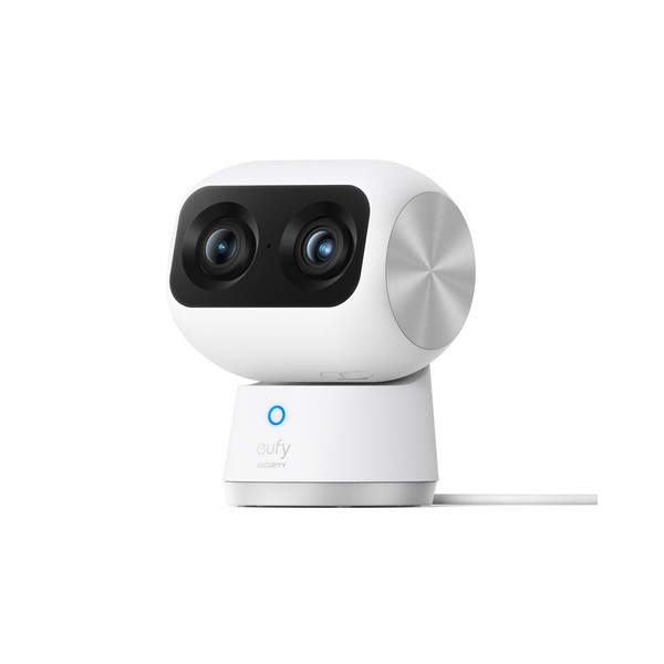 eufy Security Indoor Cam S350 Dual Cameras 4K UHD Indoor Security Camera with 8× Zoom and 360° PTZ, Ideal for Baby Monitor/Pet Camera/Dog Camera/Home Security, Human/Pet AI(Renewed)