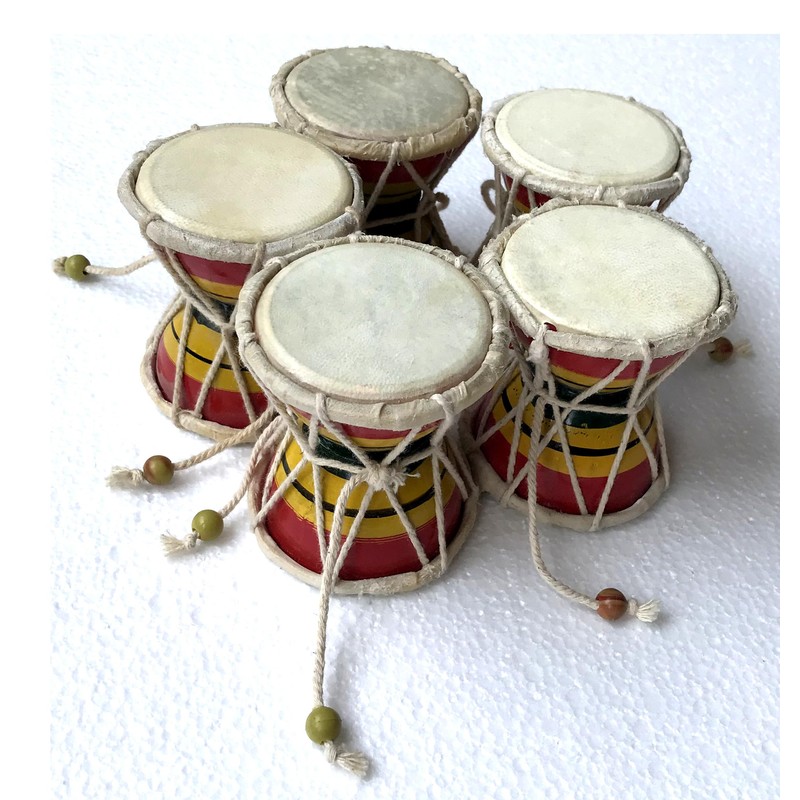 Small Shiv Damru set of 5 Damroo for Temple for