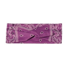 Purple Paisley Twisted Knot Cotton Wide Stretch Headband