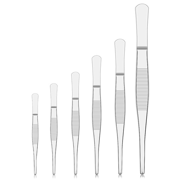 stonylab Precision Flat Tip Tweezers Set, 6 Pieces Stainless Steel