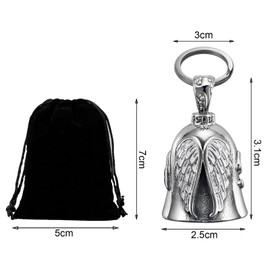 HEYOMI Guardian Bell Biker Bell, Motorcycle Bell Lucky Charm, Stainless Steel Motorcycle Bell, Protective Bell Angel Riding Bell, Motorcycle Bell Keyring for Blessing the Peace, Silver-2pcs, Unit size
