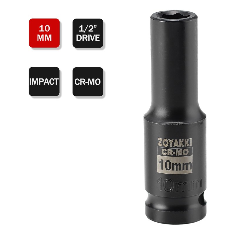 ZOYAKKI 1/2" Drive x 10 mm Deep 6 PT Impact