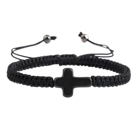 Orthodox Prayer Rope New Christian Prayer Cross Braided Bracelet For Women Men, Red Nylon Thread Couple Bracelets Adjustable Yoga Healing Bangle Chain Jewelry, Anglican Prayer Beads, Chotki Komboskini greek worry beads (Black)