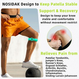 NOSIDAK Silicone Patella Knee Brace for Women, Patella Bands Basketball, Patellar Tendon Support Strap, Knee Braces for Knee Pain Support for Runner's Jumper's Knee, Osgood-Schlatter, Tendinitis, 2PC