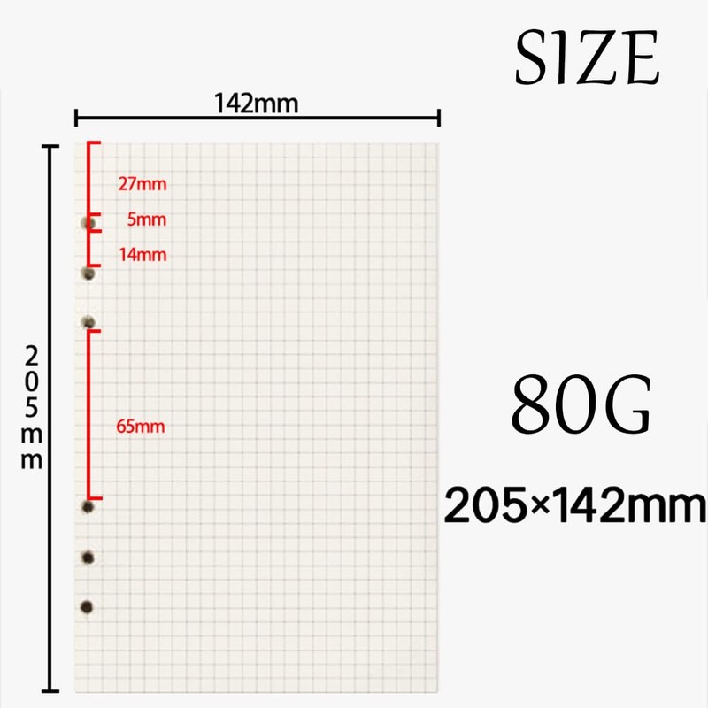 Ginddy A5 Ring Binder Refill Paper Squared Set of 2