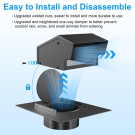 4 Inch Roof Vent Cap,Roof Vents for Houses, Carbon Steel Roof Exhaust Vent with Damper, Diameter Collar Removable Vent for Attic for Ventilation System