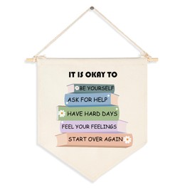 It is Okay to-Classroom Decor-Canvas Hanging Pennant Flag Banner Wall Sign Decorations-Suitable for Classroom/Office/Bedroom/Nursery Room/Psychotherapy Room Decor