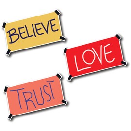 3pcs Believe Love Trust Stickers 3'' inch Waterproof Removeable Residue Free Vinyl Stickers
