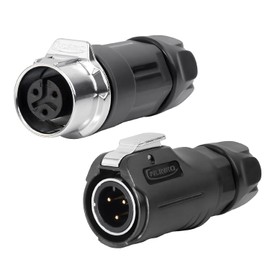 CNLINKO LP-12 3-Pin IP68 Waterproof Industrial Plug - For Solar Systems, Industrial Machinery & Outdoor Applications - DC 12V M12 Male/Socket Set with Metal Reinforced (3-Pin Plug)