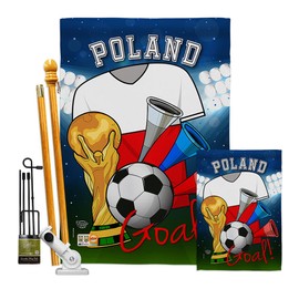Ornament Collection FK192106-BO World Cup Poland Soccer Interests Sports Impressions Decorative Vertical 28" x 40" Double Sided Flags Kit Printed in USA Multi-Color