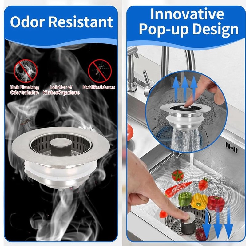 Stainless Steel Sink Drainer Anti-Clogging Basket Water Filter Sink Filter