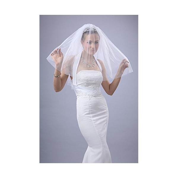 2T White Elbow Plain Cut Edge Wedding Bridal Veil