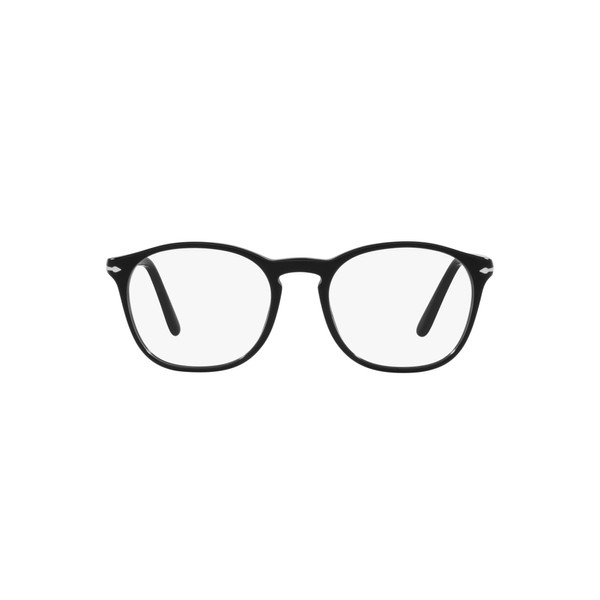 Persol PO3007V Square Prescription Eyewear Frames, Black/Silver/Demo Lens, 52 mm