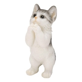 ウービア ミニ おねだりサバトラ白猫 4×2.5×6.8㎝ 人形 フィギュア 置き物 アニマル 動物 ガーデン 装飾 リアル かわいい ネコ H20485-16