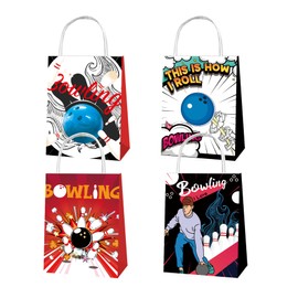 YYDLKAF 12 PCS Bowling Party Bags with Handles, Bowling Party Decorations Bowling Gift Bag Goodie Bag Treat Bag