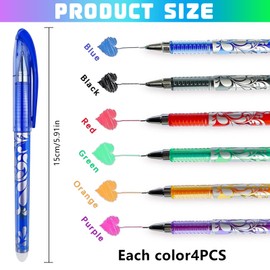 XTUDOU® Pack of 24 Colourful Erasable Ballpoint Pens, 6 Colours, 0.5 mm Erasable Ballpoint Pens, Erasable Pens with Eraser for School Supplies, Colouring Books, Sketching, Office, Drawing