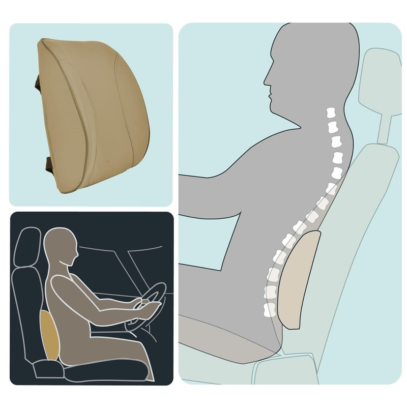 BDK Universal Fit Cushioned Back Car Support Lumbar - (Beige)