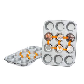 Decora Non-Stick Steel 12 Muffin Pan, Silver