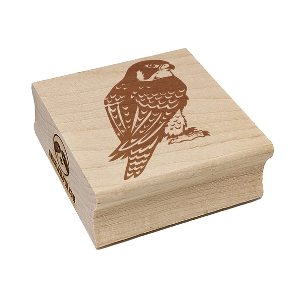 Peregrine Falcon Bird of Prey Raptor Square Rubber Stamp for