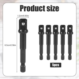 5pcs 3/8 Impact Adapter, Chrome-Vanadium Steel Impact Driver Socket Adapter 3/8 to 1/4 Socket Adapter for Impact Driver Extension Impact Socket Adapter for Drill Industry Home Use