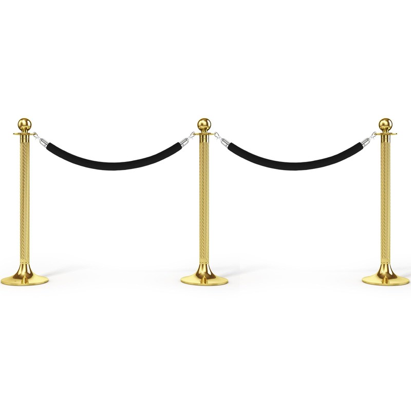 PATIKIL 8 Feet Black Velvet Stanchion Rope, Crowd Control Barrier
