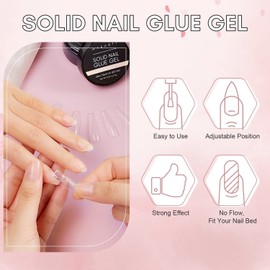 Makartt Solid Nail Gel Glue for Soft Gel Nail Tips Kailane Solid Nail Glue Gel Solid Builder Gel for Nails Strengthening Nail Art DIY Home Salon 15 ml UV Light Hardened