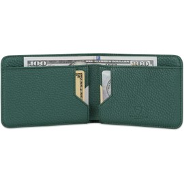Vaultskin Cartera Bifold de Piel con Bloqueo RFID, Billetera Slim de Gran Capacidad con Diseño Minimalista para Tarjetas y Billetes, Accesorio Elegante Ideal para Regalo (Verde Mate, Manhattan)