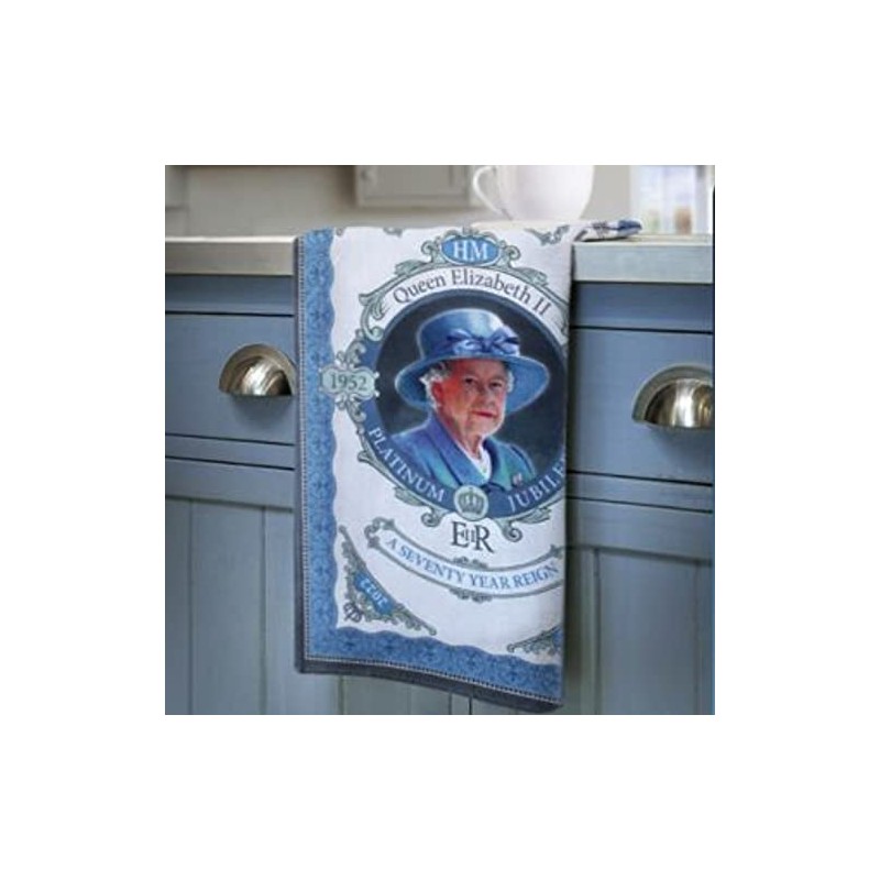 Platinum Jubilee Tea Towel Commemorative Memorabilia Queen Elizabeth Souvenirs Gift