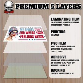 My Rights Don't End Where Your Feelings Begin | Bumper Sticker or Car Magnet | Gift for Girl Magnet for Bumper Sticker Trucks Cars [7.5x3.75]