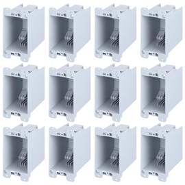 LEONLITE 12 Pack Old Work Electrical Outlet Box One Gang, Ultra-deep 20 Cubic Inch Device Box, PVC Electrical Junction Box for Switch, GFCI, Outlet Box for Home Improvement, ETL Listed, Gray